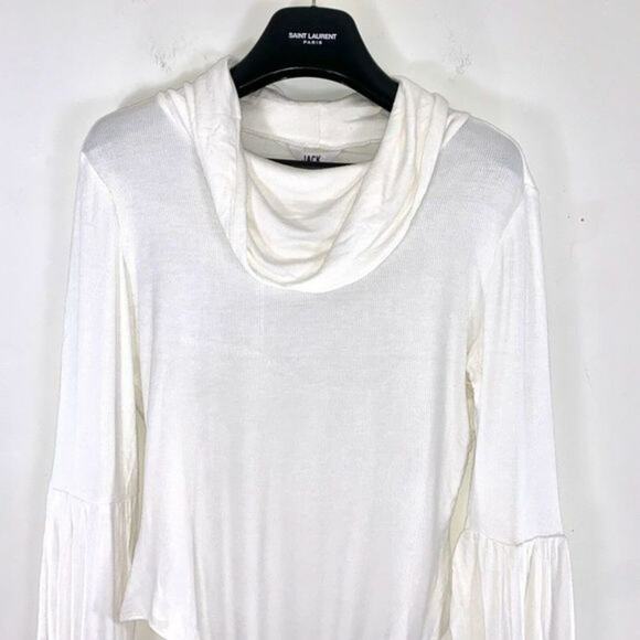 JACK BB DAKOTA You Fancy Huh Ribbed Cowl Bodysuit Size L White‎ Long Sleeve NWT - Picture 6 of 8